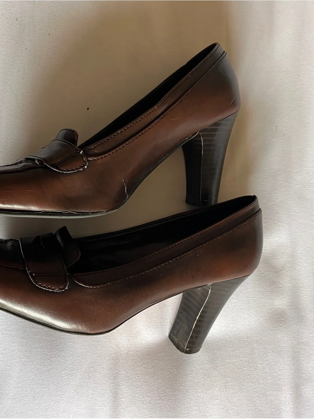 George Brown Heeled Loafers Size 5.5 Synthetic Leather Shoes